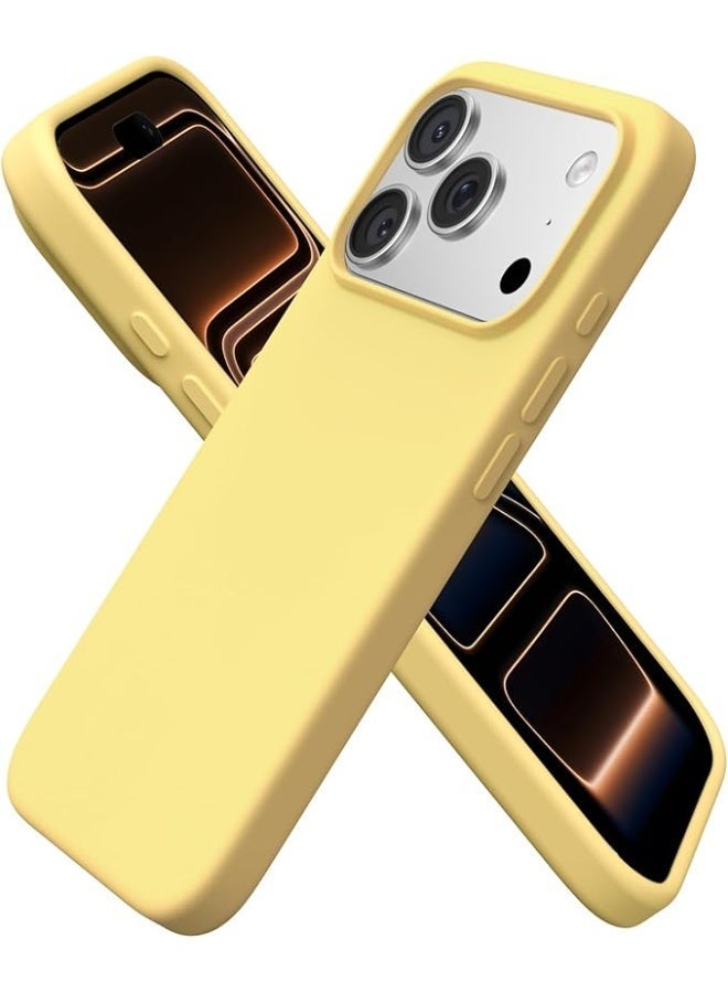 جراب متوافق مع iPhone 17 Pro Max مقاس 6.9 بوصة، غطاء واقٍ رفيع من السيليكون السائل الناعم والمطاط المقاوم للصدمات مع بطانة من الألياف الدقيقة المضادة للخدش (أصفر) - Image 1